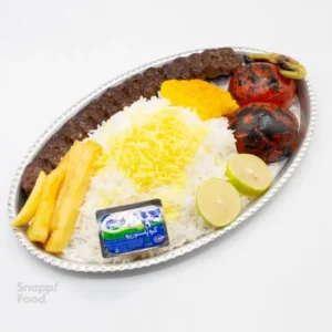 چلو کباب کوبیده یک سیخ
