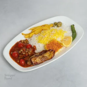 چلو خورشت مسما بادمجان با گوشت
